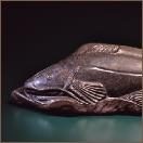 Catfish Emerging ~  Schist Riverstone ~ 7”h  x  28”w  x  9”d Private Collection