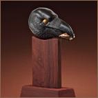 Arc of Time / Raven Relic ~ (raven head & archaeopteryx skull)  Diabase Riverstone/sandstone/slate/22k gold leaf 25"h  x  15"w  x  7½”d