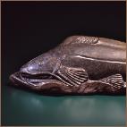 Catfish Emerging ~  Schist Riverstone ~ 7”h  x  28”w  x  9”d Private Collection